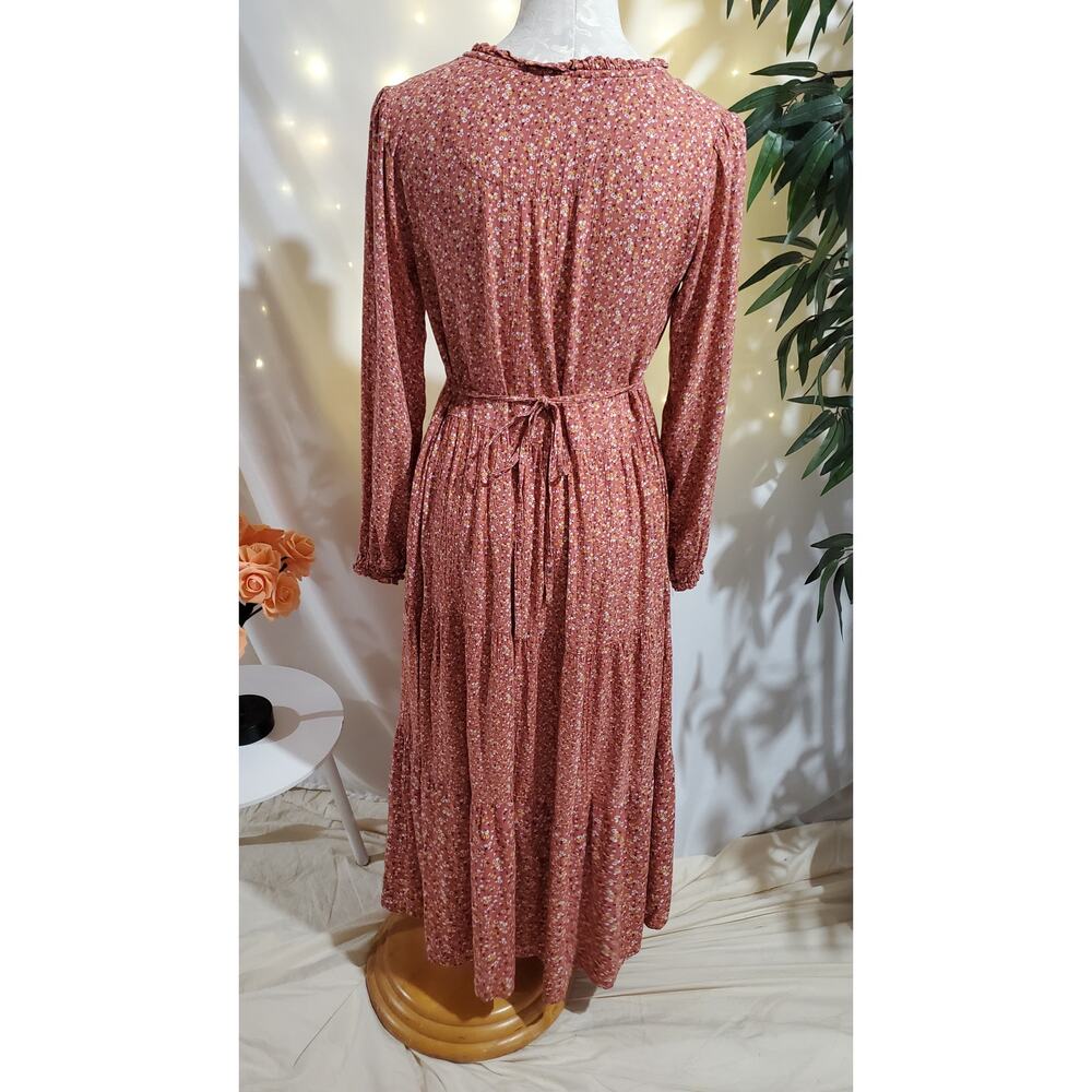 FatFace Maye Sunshine Ditsy Tiered Prairie Maxi Dress Womens Size 4 Cottage Pink - Picture 5 of 14